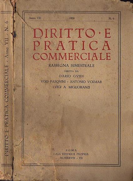 Diritto e pratica commerciale Anno VII. Vol. 6 - copertina