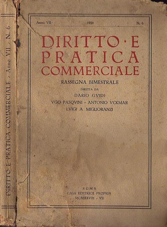 Diritto e pratica commerciale Anno VII. Vol. 6 - copertina