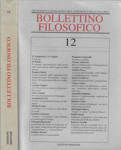 Bollettino filosofico N. 12 - copertina