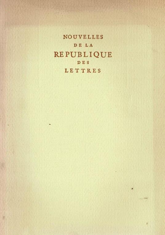 Nouvelles de la Rèpublique des lettres - copertina