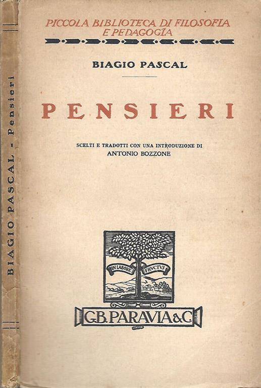 Pensieri - Blaise Pascal - copertina
