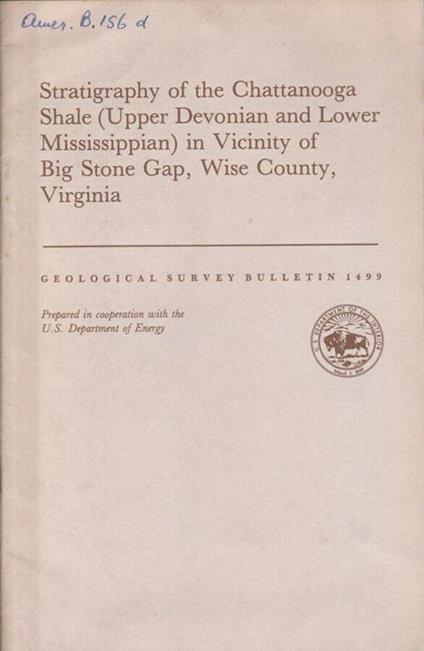 Stratigraphy of the Chattanooga Shale (Upper Devonian and lower Mississippian) in vicinity of Big Stone Gap, Wise County, Virginia - copertina