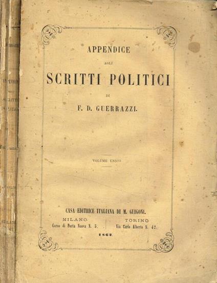 Appendice agli scritti politici - Francesco D. Guerrazzi - copertina