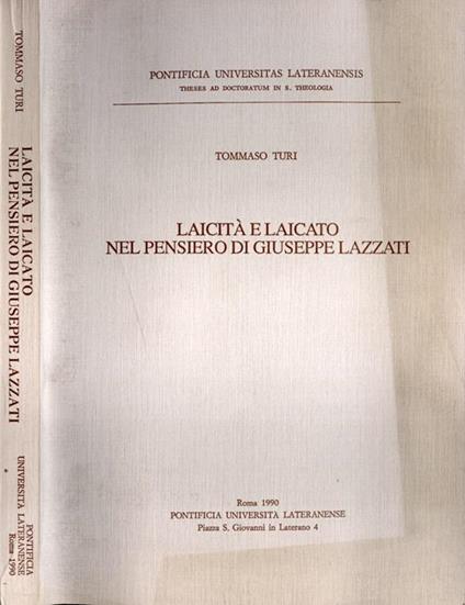 Laicità e laicato nel pensiero di Giuseppe Lazzati - Tommaso Turi - copertina