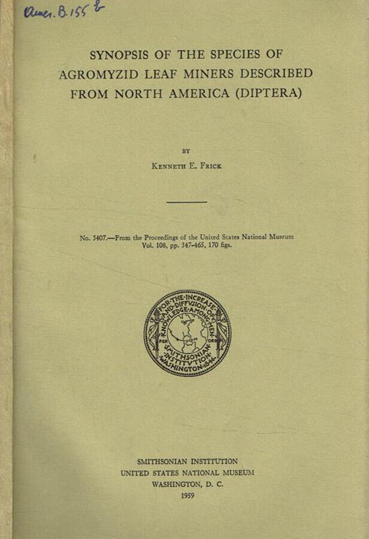 Synopsis of the species of agromyzid leaf miners described from north america (diptera) - copertina