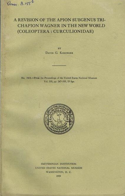 A revision of the apion subgenus trichapion wagner in the new world (coleoptera: curculionidae) - copertina