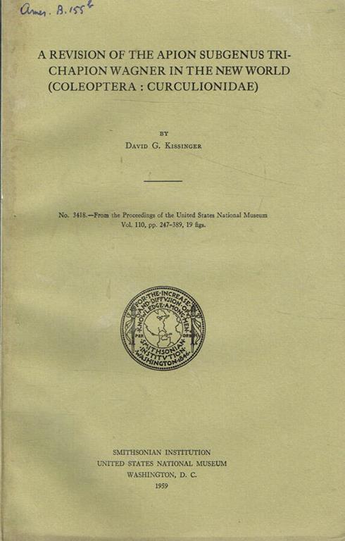 A revision of the apion subgenus trichapion wagner in the new world (coleoptera: curculionidae) - copertina