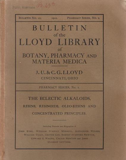 Bulletin of the Lloyd Library of Botany, Pharmacy and Materia Medica - Angelico da Civitavecchia - copertina