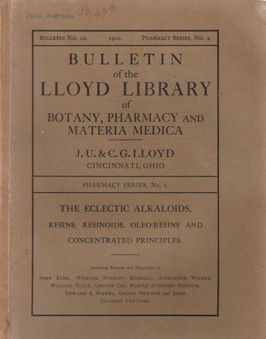 Bulletin of the Lloyd Library of Botany, Pharmacy and Materia Medica - Angelico da Civitavecchia - copertina
