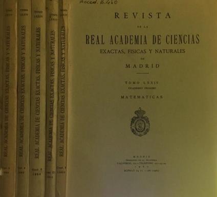 Revista de la Real Academia de Ciencias exactas, fisicas y naturales de Madrid - Angelico da Civitavecchia - copertina