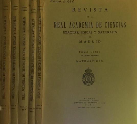 Revista de la Real Academia de Ciencias exactas, fisicas y naturales de Madrid - Angelico da Civitavecchia - copertina