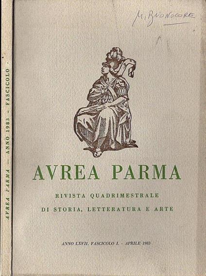 Avrea Parma. Anno LXVII fascicolo I - copertina