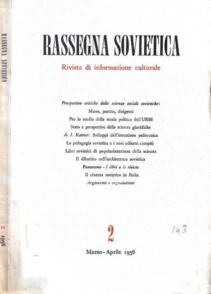 Rassegna sovietica n. 2 Anno 1956 - copertina