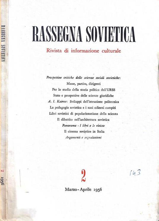 Rassegna sovietica n. 2 Anno 1956 - copertina