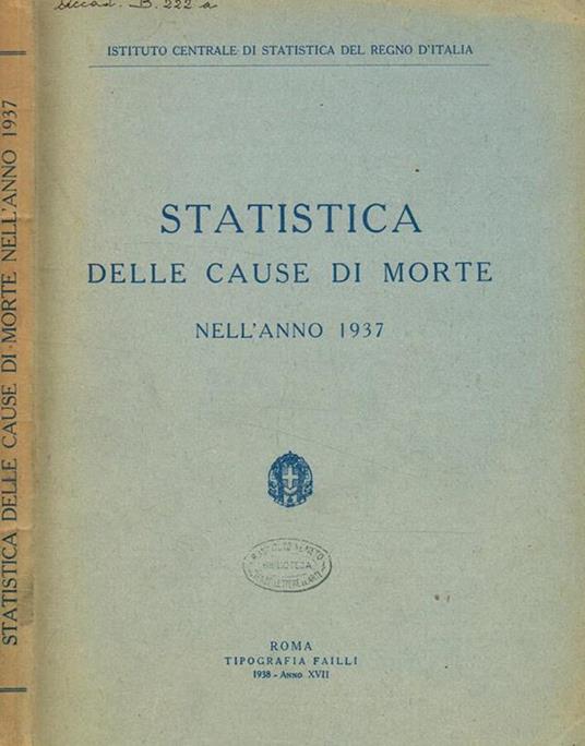 Statistica delle cause di morte nell'anno 1937 - copertina