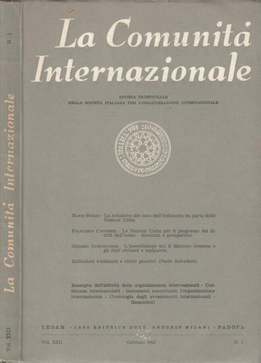 La comunità internazionale vol XXII anno 1967 - copertina