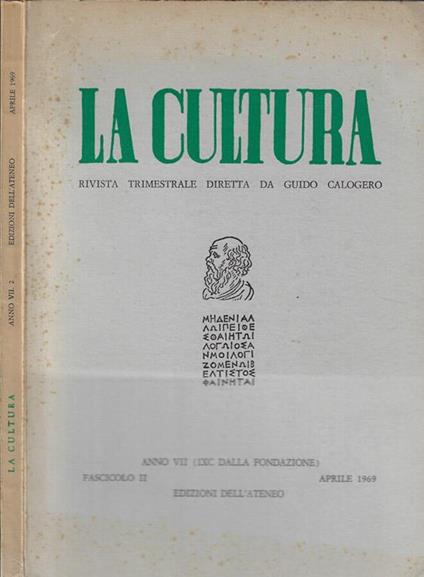 La cultura anno 1969 Fascicolo II - Guido Calogero - copertina