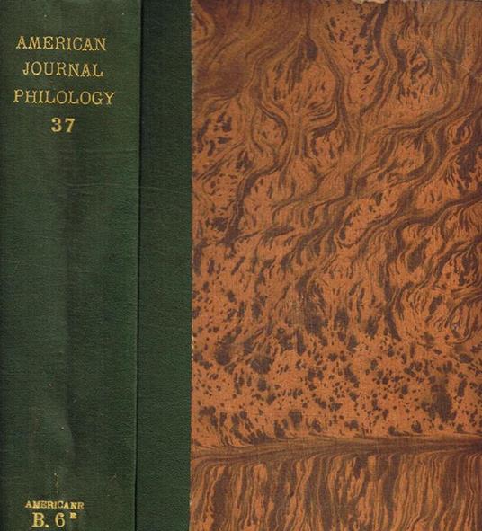 The american journal of philology. Vol.XXXVII, 1916 - copertina