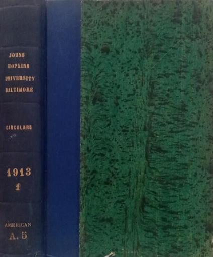 John Hopkins University Baltimore- Circulars 1913, vol.1 - copertina
