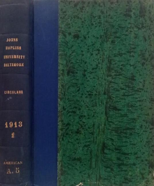 John Hopkins University Baltimore- Circulars 1913, vol.1 - copertina