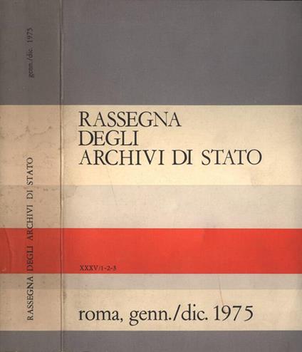 Rassegna degli Archivi di Stato XXXV 1 - 2 - 3 - copertina