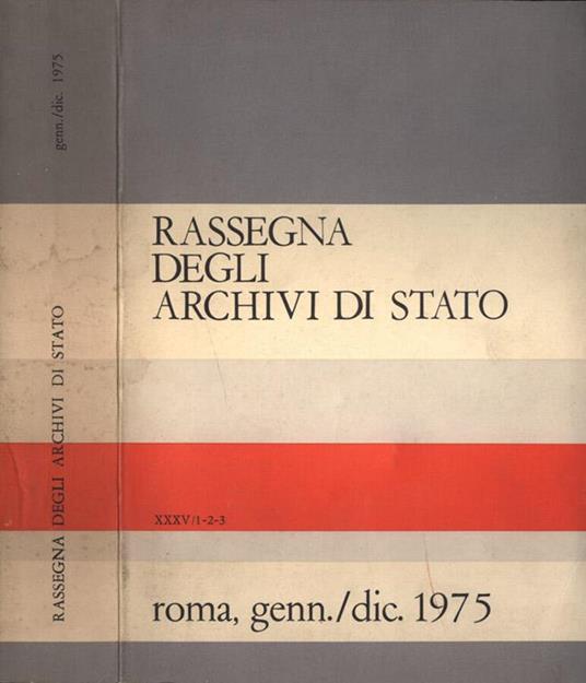 Rassegna degli Archivi di Stato XXXV 1 - 2 - 3 - copertina