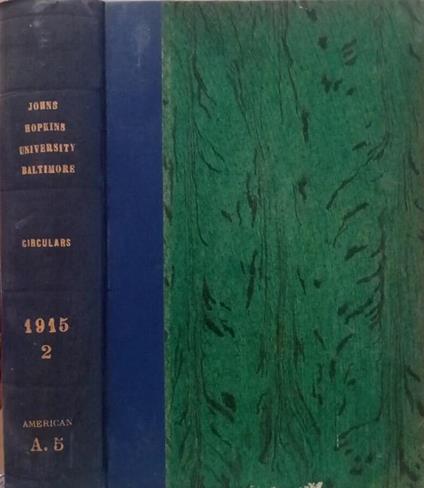 John Hopkins University Baltimore- Circulars 1915, vol.2 - copertina