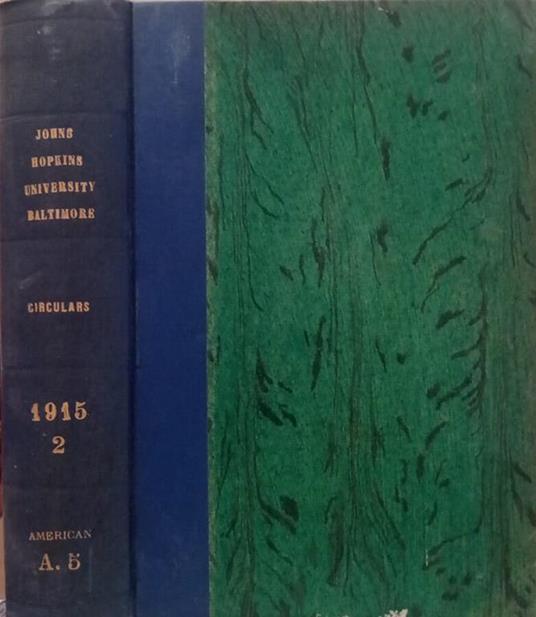 John Hopkins University Baltimore- Circulars 1915, vol.2 - copertina