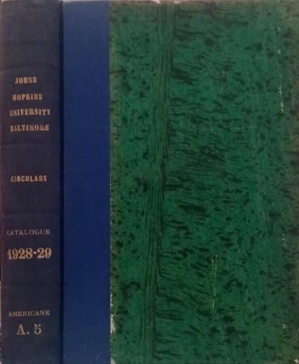 John Hopkins University Baltimore- Circulars 1928-29 - copertina
