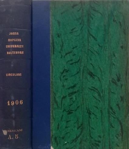John Hopkins University Baltimore- Circulars 1906 - copertina