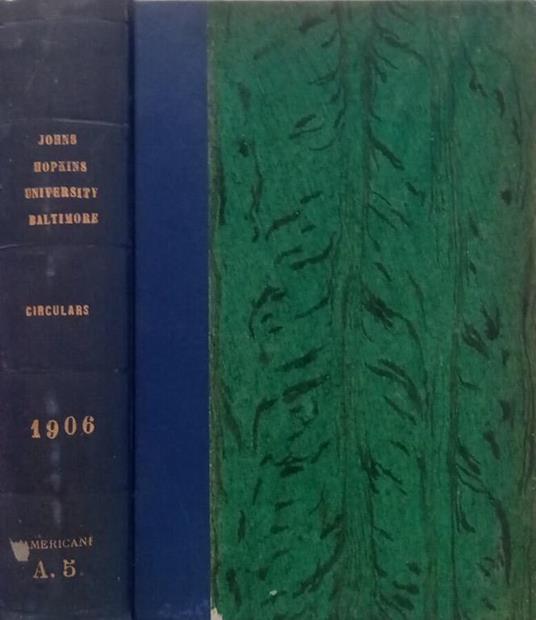 John Hopkins University Baltimore- Circulars 1906 - copertina