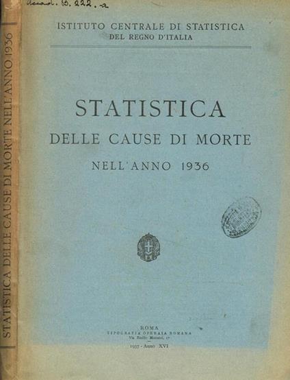 Statistica delle cause di morte nell'anno 1936 - copertina