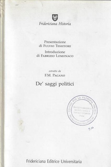 De' saggi politici - copertina