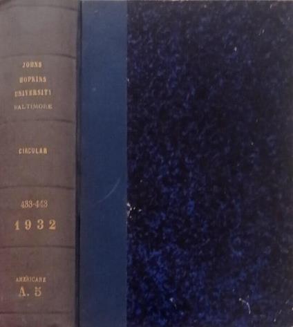 John Hopkins University Baltimore- Circulars 1932 - copertina