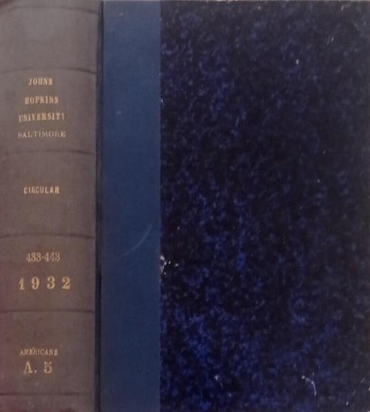 John Hopkins University Baltimore- Circulars 1932 - copertina