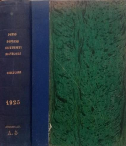 John Hopkins University Baltimore- Circulars 1925 - copertina