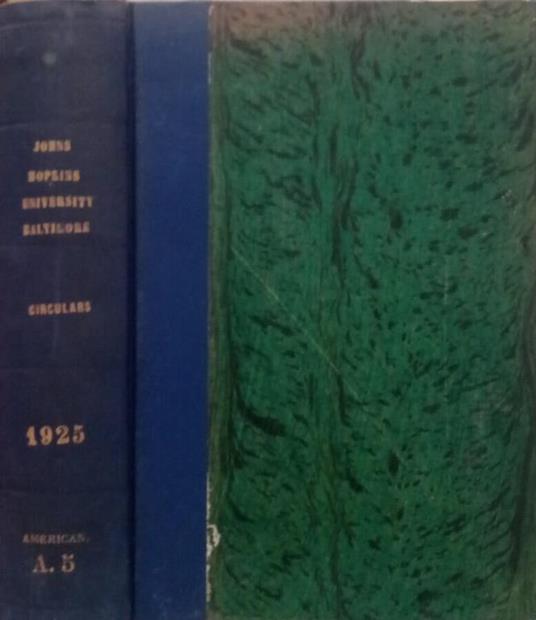 John Hopkins University Baltimore- Circulars 1925 - copertina