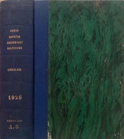 John Hopkins University Baltimore- Circulars 1926 - copertina
