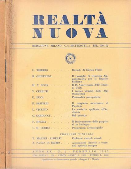 Realtà nuova anno XX n2,12 - copertina