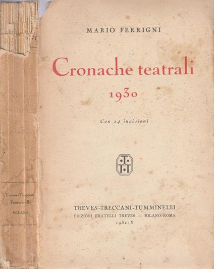 Cronache teatrali 1930 - Mario Ferrigni - copertina