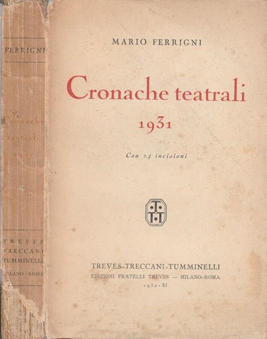 Cronache teatrali 1931 - Mario Ferrigni - copertina