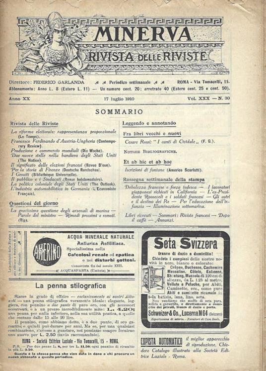 Minerva Rivista Delle Riviste - copertina