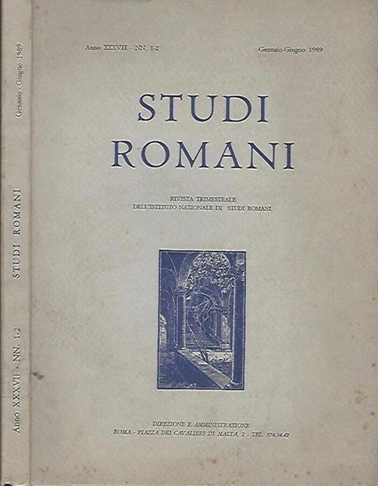 Studi romani nn. 1-2, anno XXXVII, gennaio-giugno - copertina