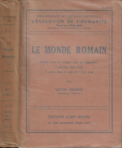 Le monde roman - Victor Chapot - copertina