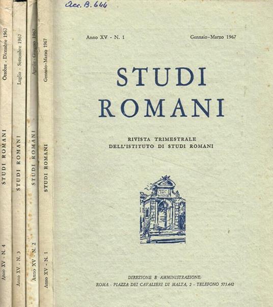 Studi Romani rivista trimestrale dell'istituto nazionale di studi romani. Anno XV, 1967, 4voll - Pietro Romanelli - copertina