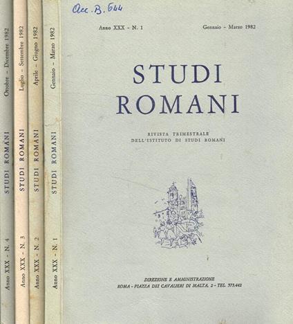 Studi Romani. Rivista trimestrale dell'istituto nazionale di studi romani anno XXX, 1982, 4voll - Giorgio Petrocchi - copertina