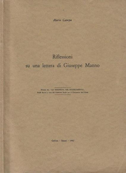 Riflessioni su una lettera di Giuseppe Manno - Mario Canepa - copertina