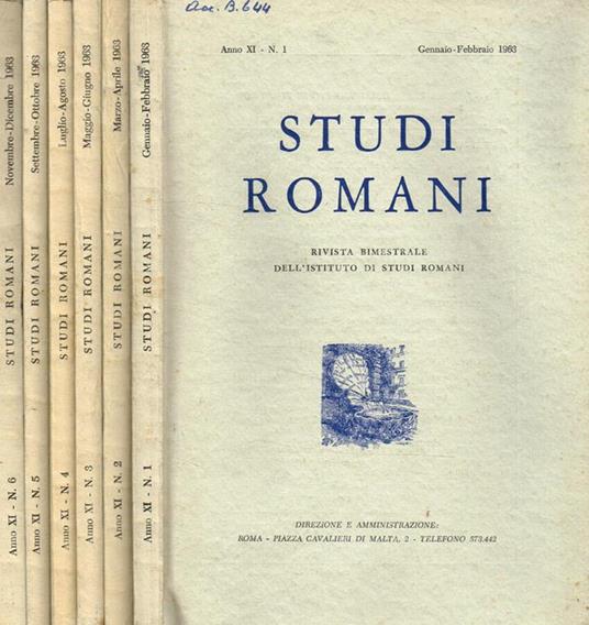 Studi Romani. Rivista bimestrale dell'istituto nazionale di studi romani. Anno XI, 1963, 6voll - Pietro Romanelli - copertina