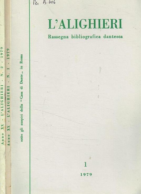 L' Alighieri. Rassegna bibliografica dantesca. Anno XX, 1979. 2voll - copertina