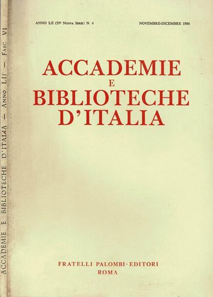 Accademie e Biblioteche d'Italia - 1984, n. 6 - copertina